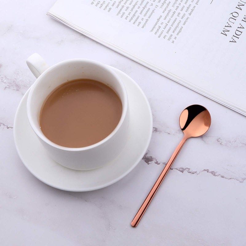 Poylim Cute Small Coffee Spoons Set of 8, 18/10 Stainless Steel Rose Gold Demitasse Spoons for Tea, Dessert, Appetizer, 5.1-inch - Image 5
